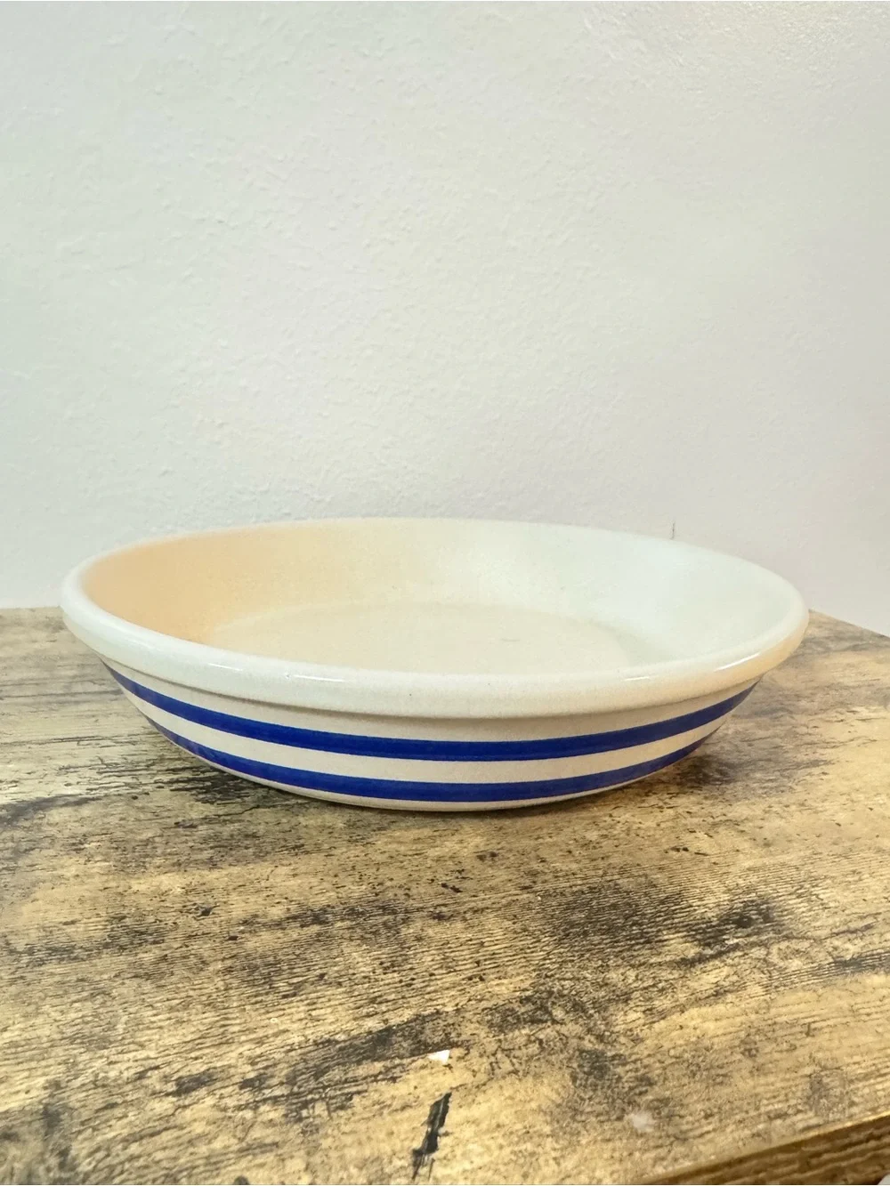 Robinson Ransbottom Pottery Blue Stripe Pie Plate | RRP Roseville Ohio USA